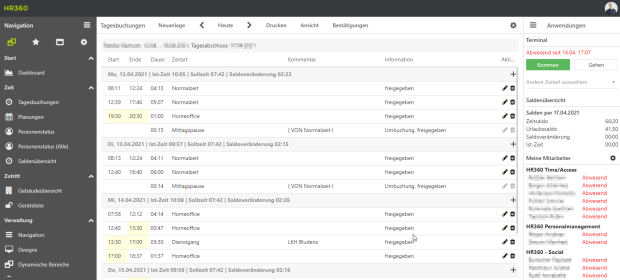 HR360 WEB-Oberfläche Neu